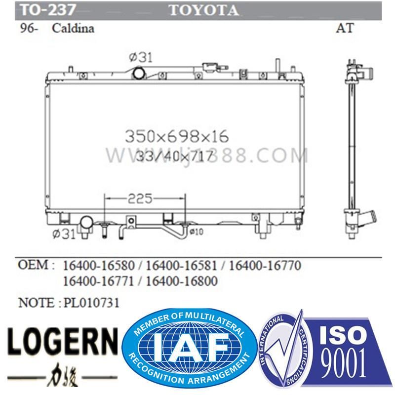 Auto Radiator for Toyota Carina′96-01 At210/96- Caldina at