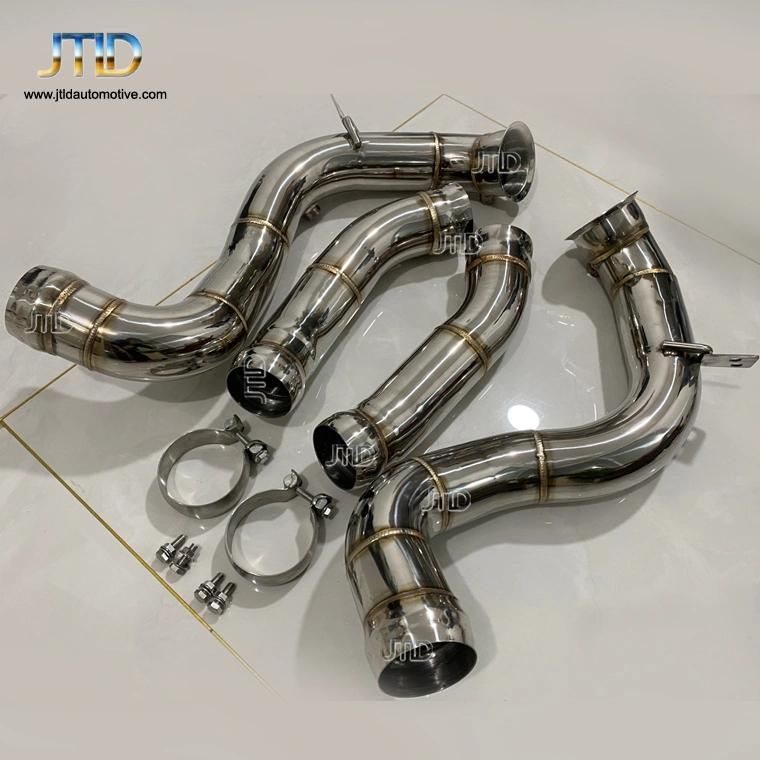 Stainless Steel Car Exhaust Downpipe with Heat Shield for Benz W205 C63 C63s Amg