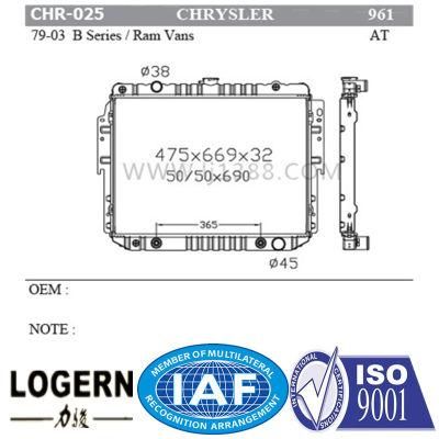 Assembly Radiator for Chrysler B Series/RAM Vans&prime;79-03 at Dpi: 961