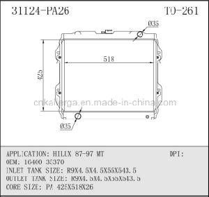 Radiator for Toyota Hilux 87-97 Mt 31124 (TO-261)