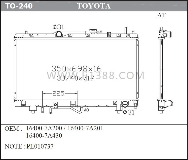 Auto Radiator for Toyota Carina/Corona Premio′96-97 at