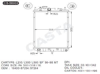 Auto Parts Engine Radiator for Daihatsu L200/L300/L500/Ef&prime;90-98 Mt 16400-87254