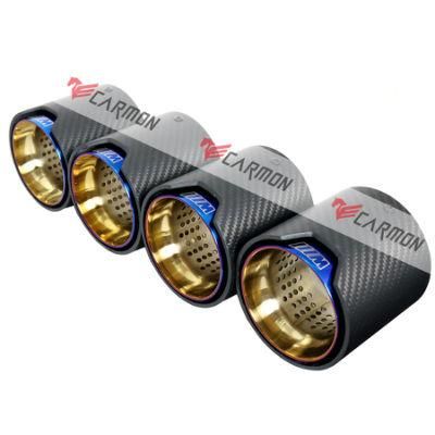 4PCS/Set BMW M5 F90 Matte Carbon Fiber Exhaust Tip with Burnt Blue Muffler Inner Pipe