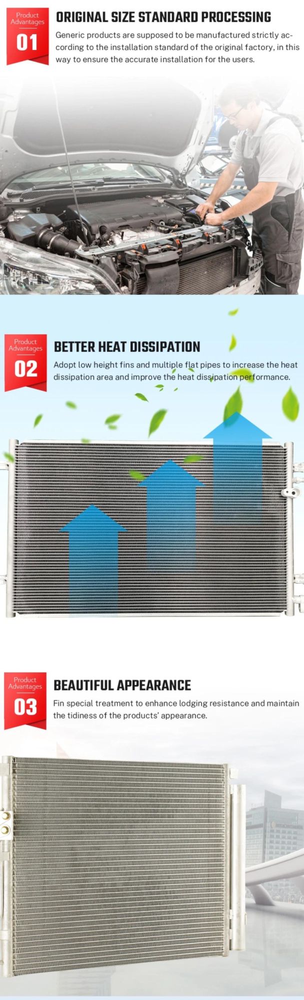 Auto Parts Heat Exchanger Condenser Parallel Flow Aluminum Auto Radiator for Car
