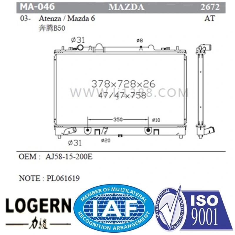 Vehicle Aluminum Radiator for Mazda Atenza/Mazda 6′03-04 at Dpi: 2672