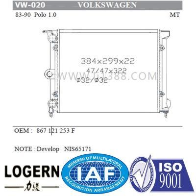 Radiator for Mercedes Volkswagen Polo 1.0&prime;83-90 Mt