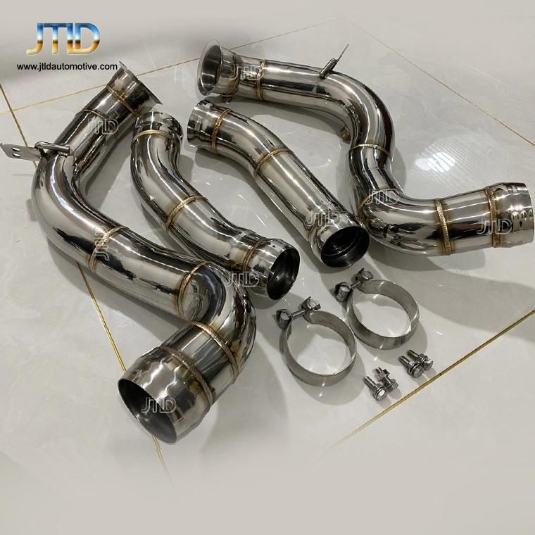Stainless Steel Car Exhaust Downpipe with Heat Shield for Benz W205 C63 C63s Amg