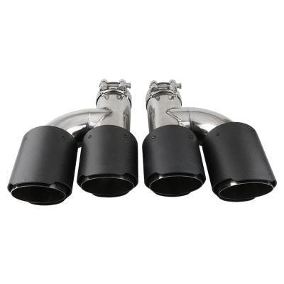 H Type Dual Outlet Matte Carbon Fiber Exhaust Muffler