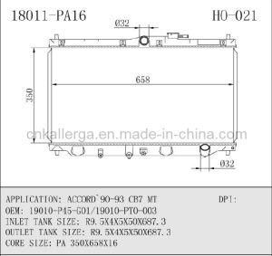 Auto Radiator for Honda Accord 90-93CB3 Mt 18011 (HO-021)