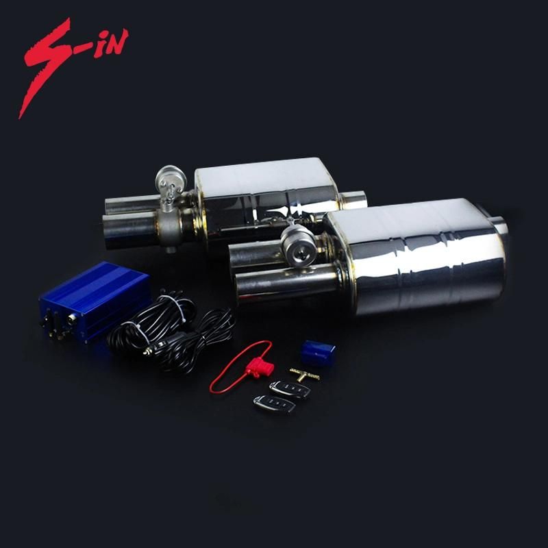 Universal Two Outlets H Style Exhaust Muffler with Valve & Controller
