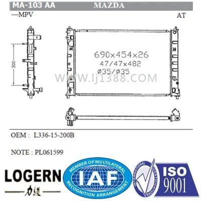 Full Aluminum Car Radiator for Mazda MPV at L336-15-200b