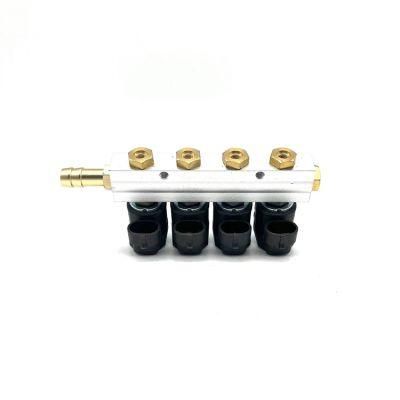 CNG Injector Rail 4 Cylinder 2 Ohm CNG LPG Conversion Kit Auto Gas Injection Nozzles Adjustable Gnv Gas LPG