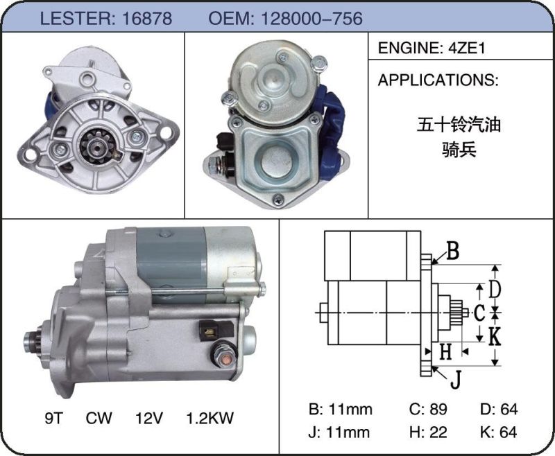 New Starter Auto 8-94469-246-0 8-94156-671-0 4zb1 8-94371-833-1 128000-563