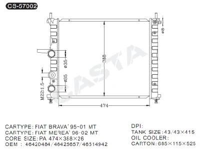 Engine Parts for FIAT Brava&prime;95-01 Car Radiator