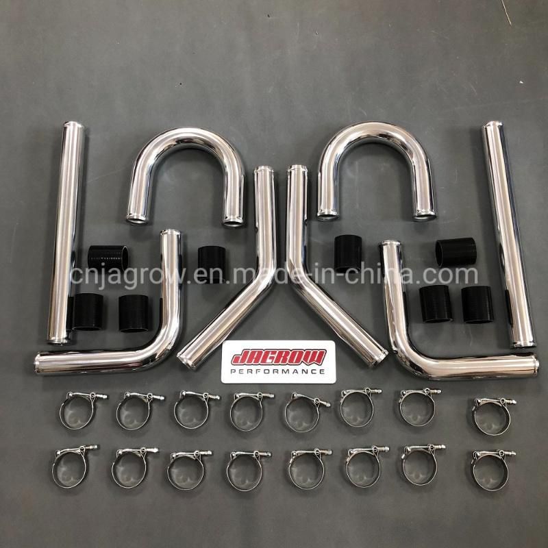 Universal Turbo Boost Intercooler Pipe Kit 2.5" 63mm 8 Pieces Aluminum Piping Black