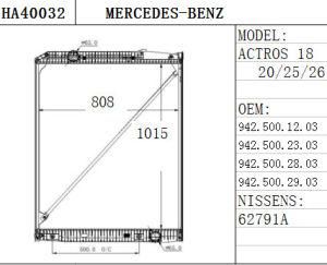 Hot Sale Heavy Truck Aluminum Radiator for Mercedes-Benz