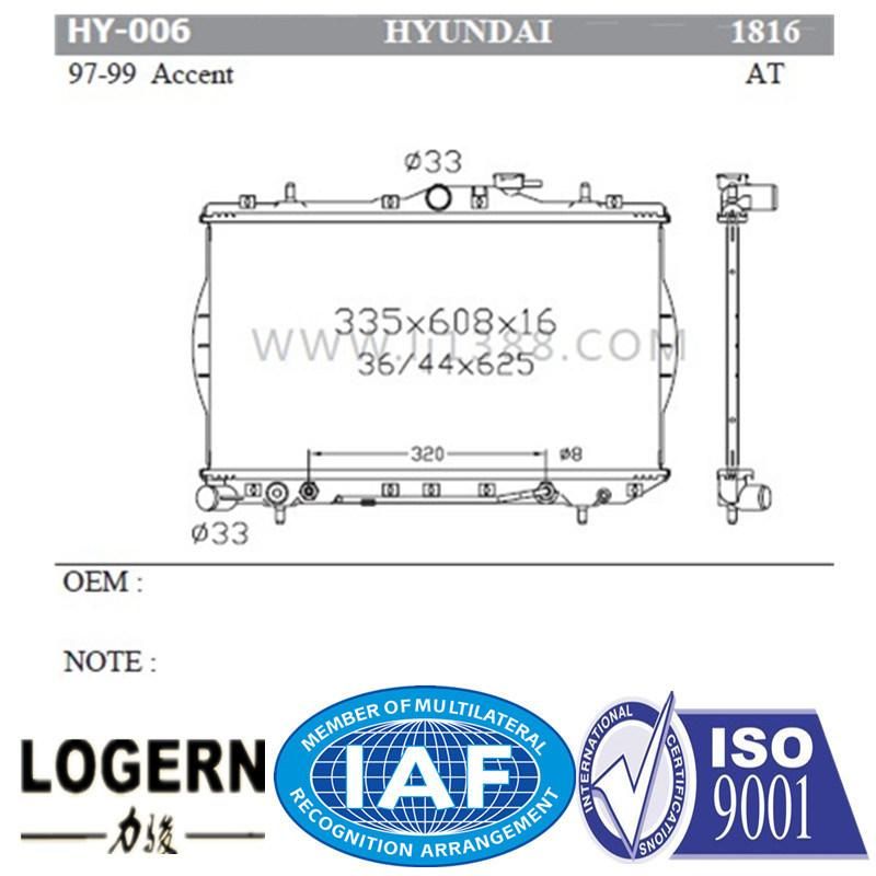 Auto Radiator for Hyundai Accent/Excel′97-99 at Dpi: 1816
