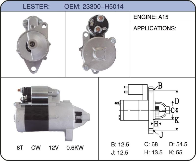 12V Auto Starter Motor 23300-H5004