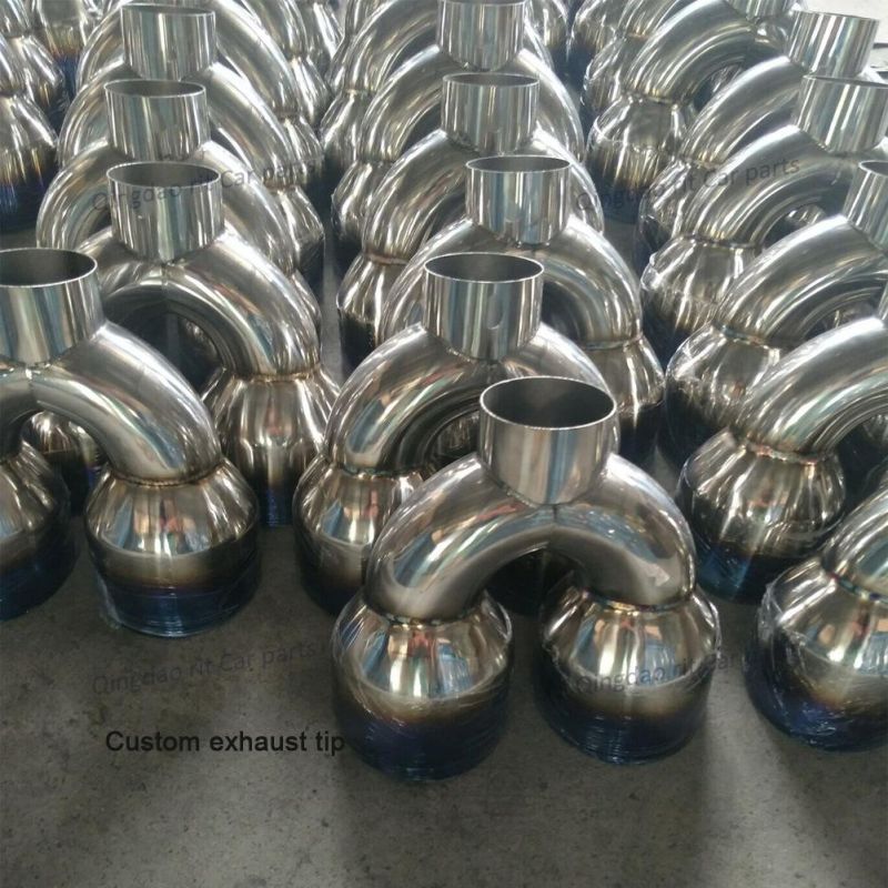 Dual Exhaust Tail Pipe Burnt End Tip Chrome Blue Color