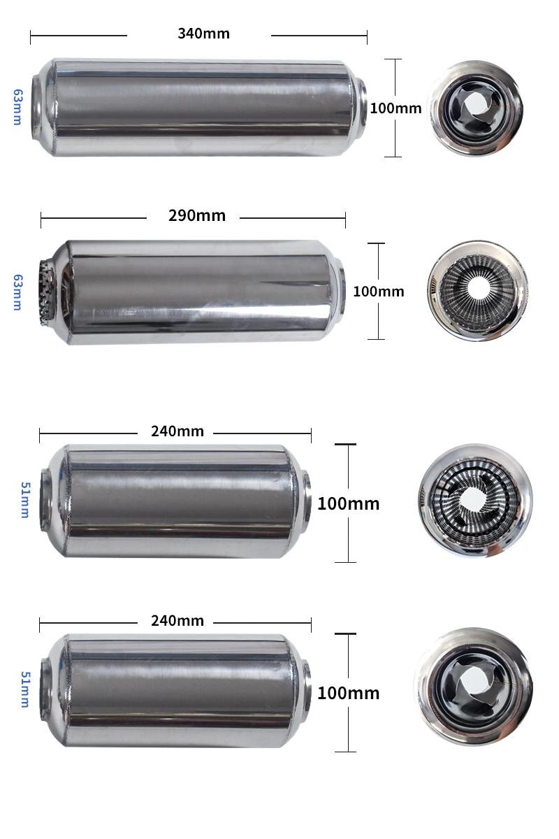 Car Exhaust Dual Outlet Muffler Glossy Exhaust Tip Staggered End