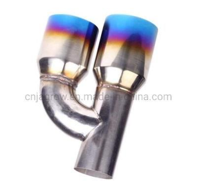Stainless Steel Blue Burnt Exhaust Tip Staggered Stainless 2.5 Inlet 3.5 Outlet