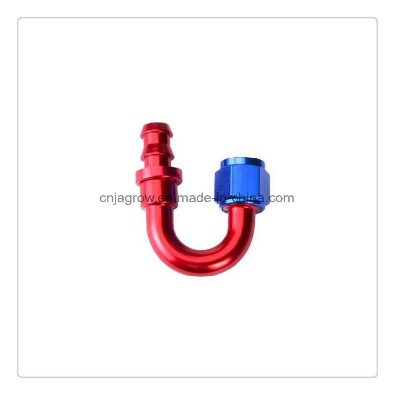 An6 An8 An10 An12 Fittings 180 Degree Elbow Fuel Push-on Fittings Anoized Aluminum Fitting