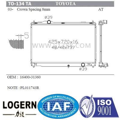 Brand New Auto Radiator for Toyota 03- Crown Spacing 8mm at