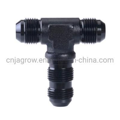 An6 Fitting Aluminum Black Flare Bulkhead Tee Oil Fuel Adaptor