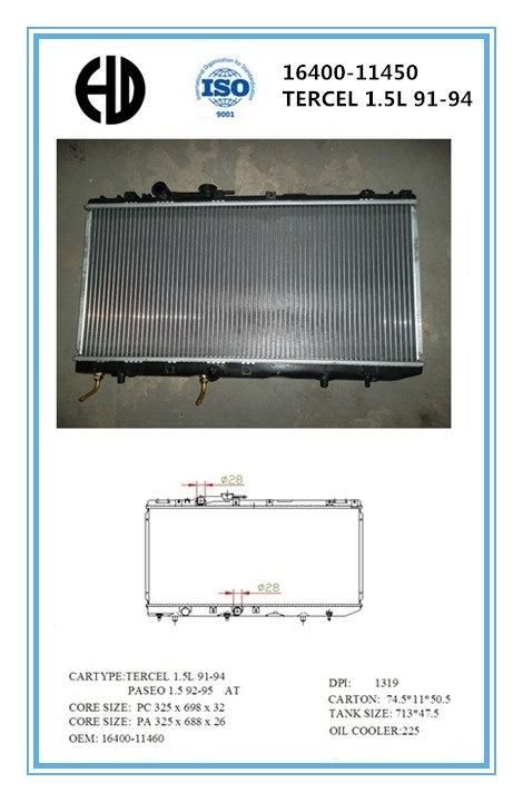 High Quality Aluminum Brazed Welding Car Radiators for Toyota Tercel