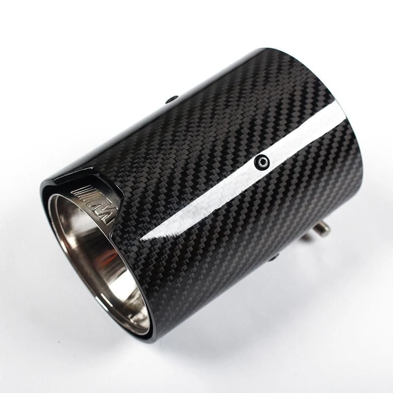 Car Exhaust Dual Outlet Muffler Glossy Exhaust Tip Staggered End