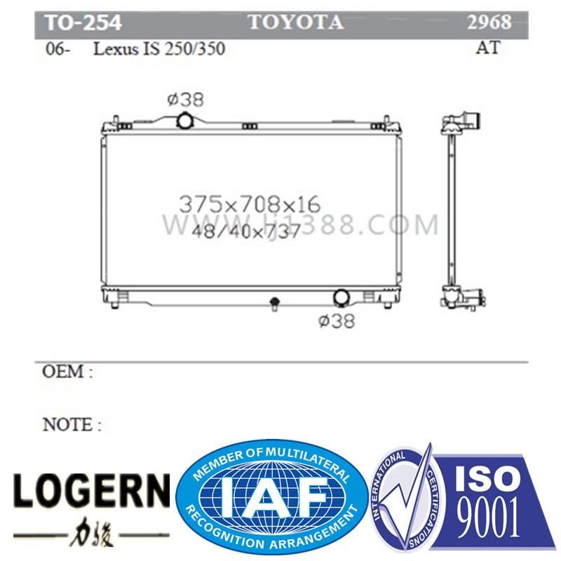 Motorcycle Auto Radiator for Toyota Lexus Is250/350′00-05 Mt Dpi: 2968