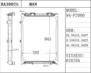 OEM 62870A High Performance Heavy Truck Radiator for Man