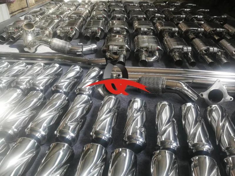 [Qisong] Auto Parts Stainless Steel Car Universal Glasspack Resonator Tornado Muffler Spiral Muffler
