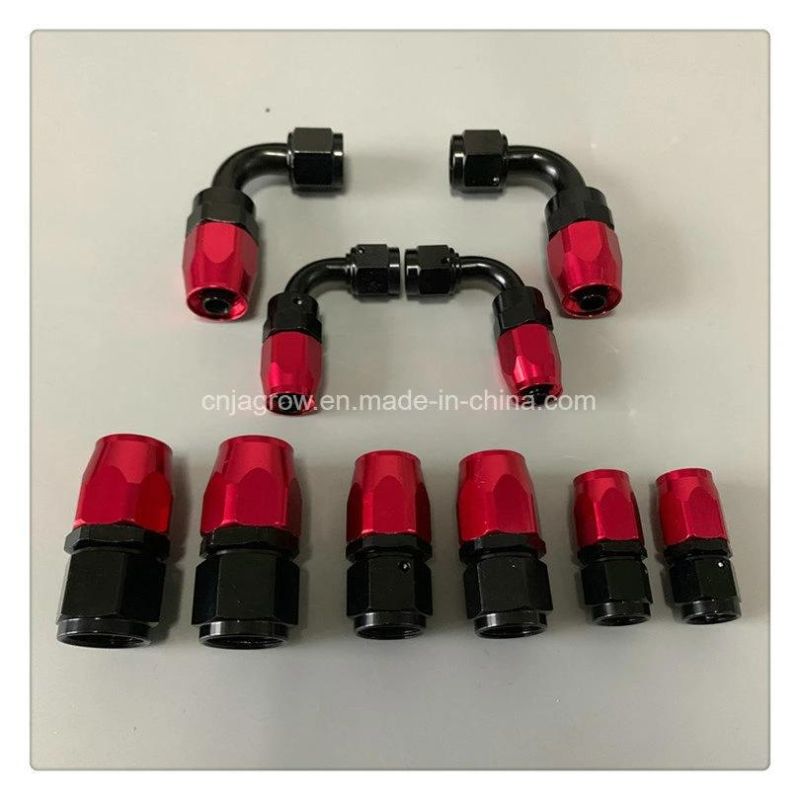 Black Red Racing Fitting An6 An8 An10 Straight 90 Degree Swivel Fittings