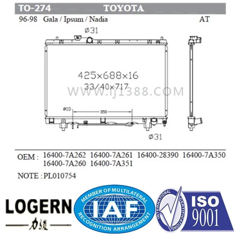 to-274 Radiator for Toyota 96-98 Gala / Ipsum / Nadia at