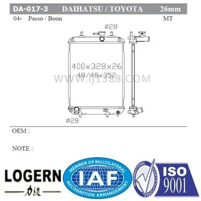 Auto Parts Radiator for Daihatsu Passo/Boon&prime;04-/L250&prime;02- Mt/PA26