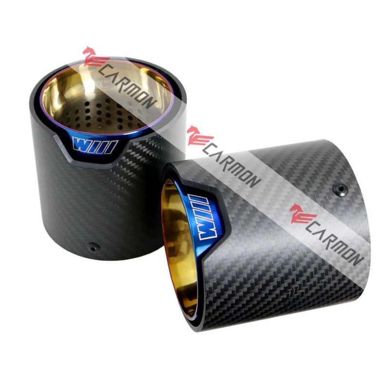 4PCS/Set BMW M5 F90 Matte Carbon Fiber Exhaust Tip with Burnt Blue Muffler Inner Pipe