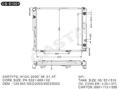 Car Parts Aluminum Radiator for Benz W124/200d&prime;88-91 at