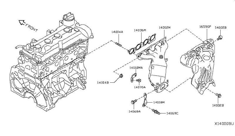 140361kt0a 14036-1kt0a Nissan Versa Manifold Gasket Genuine OEM 792.220 Elring