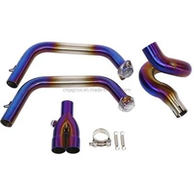 Motorcycle Exhaust Pipe, Stainless Steel Full Exhaust System Circling Front Pipe Link Connect for Z650 Ninja 650 (B)