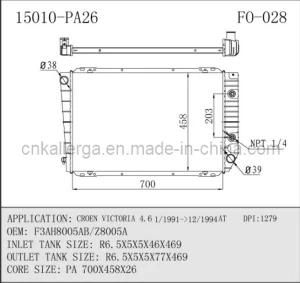 Auto Radiator for Ford Crown Victoria 4.6 at 15010 (FO-028)