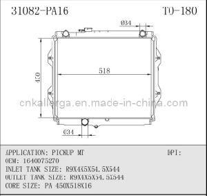 Auto Radiator for Toyota Pickup Mt 31082 (TO-180)