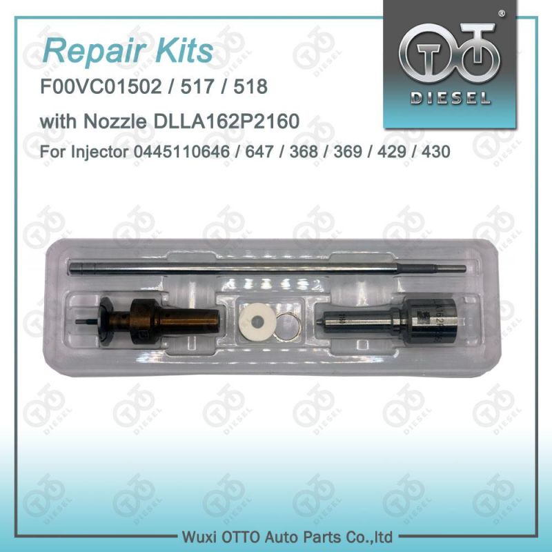 Repair Kits for Injector#0445110646 / 647 / 368 / 369 / 429 / 430, Nozzle#Dlla162p2160, Valve# F00vc01502 / 517 / 518, for VW / VW Amarok / Audi / BMW