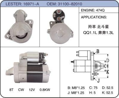 Auto Parts 12V Car Starter Motor 31100-82010 Mda-1171-69