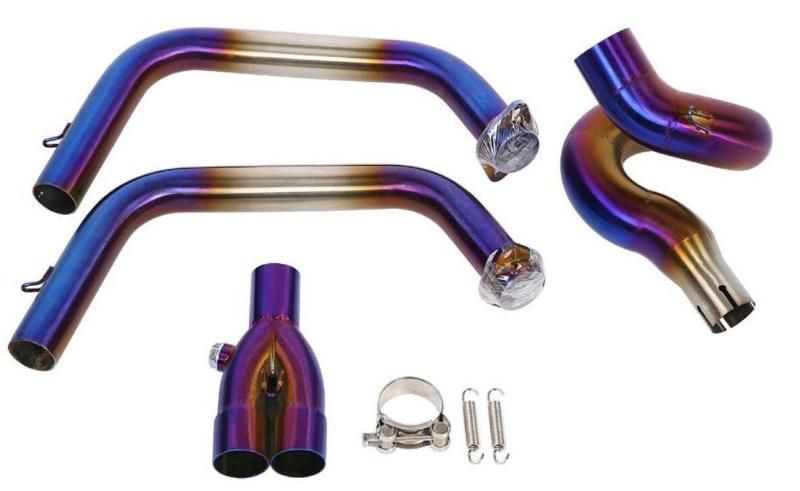 Motorcycle Exhaust Pipe, Stainless Steel Full Exhaust System Circling Front Pipe Link Connect for Z650 Ninja 650 (B)