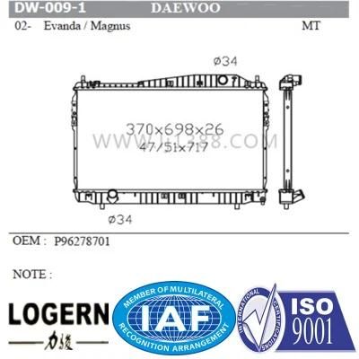 Dw-009-1 Aluminum Radiator for Daewoo Evanda/Magnus&prime;02-06 at/PA26 Di: 13000