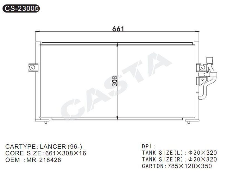 Car Auto Aluminum Condenser for Mitsubishi Lancer (96-)