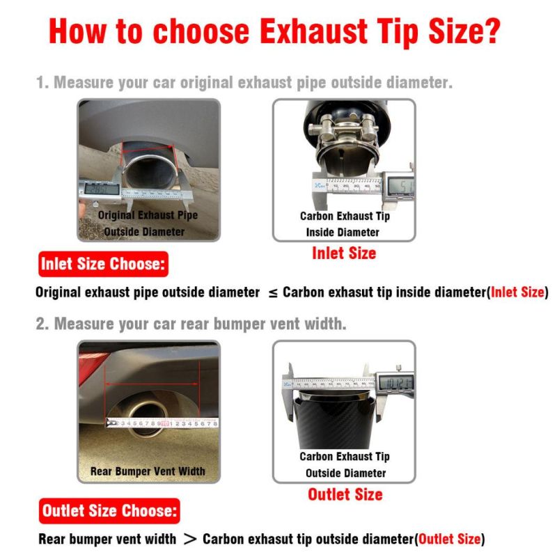 Clamp-on Car Univesal Matte Carbon Fiber Ak Exhaust Tips with Sand Blasting Inner Pipe
