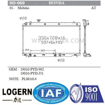 Ho-069 Aluminum Car Radiator for Honda Mobilio&prime;01- OEM 19010-Pyd-902