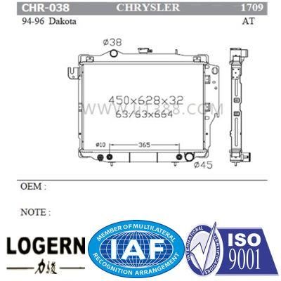 Chr-038 Auto Assembly Radiator for Chrysler Dakota&prime;94-96 at Dpi 1709